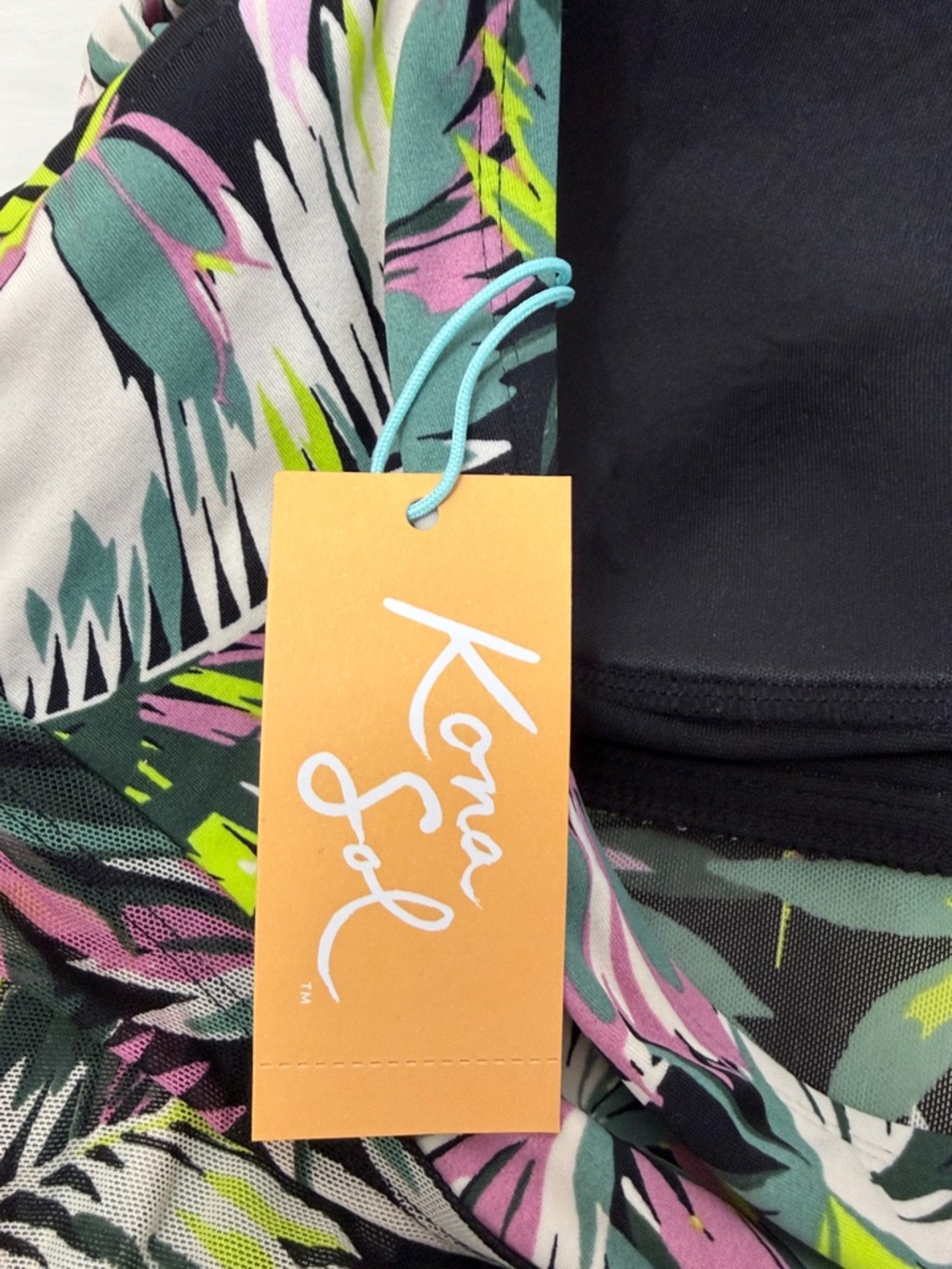 NWT Kona Sol Tropical Leaf Print Plus Size Swim Tankini Top - Picture 10 of 13